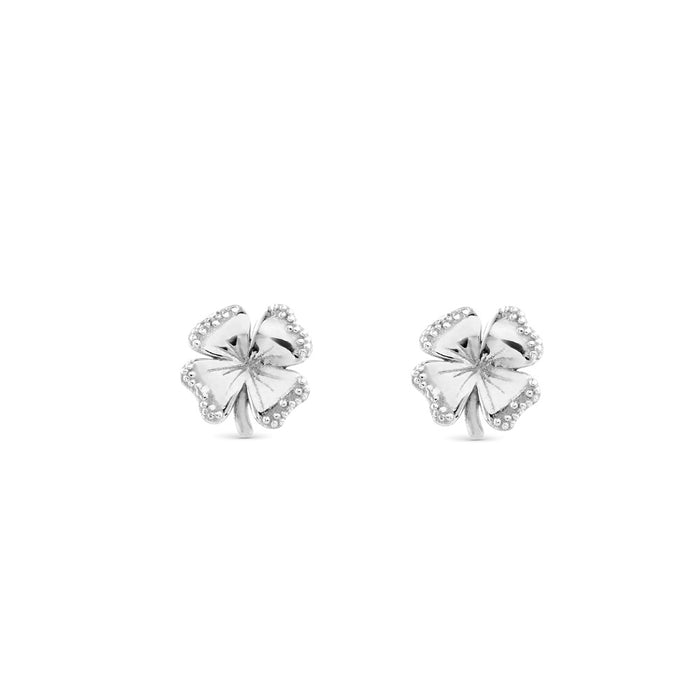 Pendientes "Clover" pequeños de oro blanco