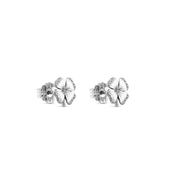 Pendientes "Clover" pequeños de oro blanco