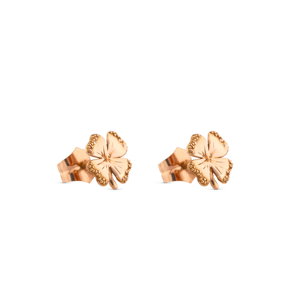 Pendientes "Clover" pequeños de oro rosa