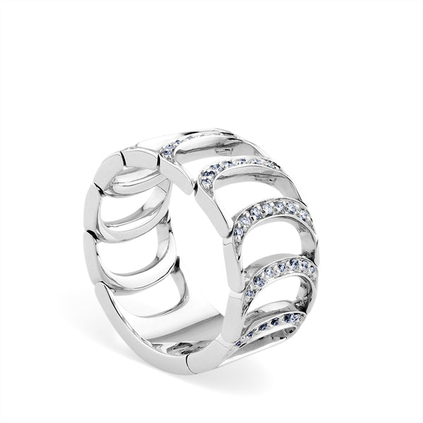 Sortija de oro blanco colección D con pavé de diamantes