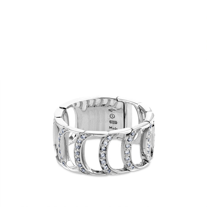 Sortija de oro blanco colección D con pavé de diamantes