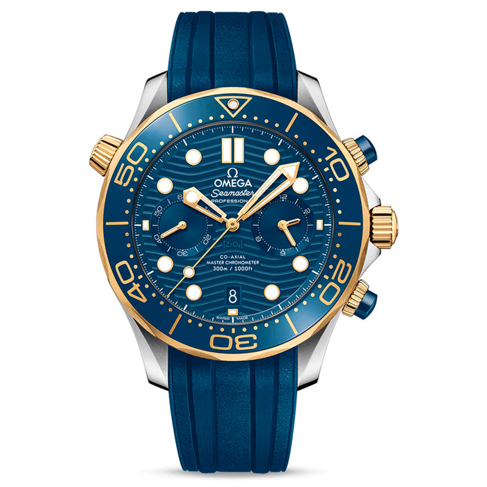 reloj hombre Omega Seamaster Diver 300m cronógrafo azul, acero y oro Sedna - Joyería Chocrón - 21022445103001