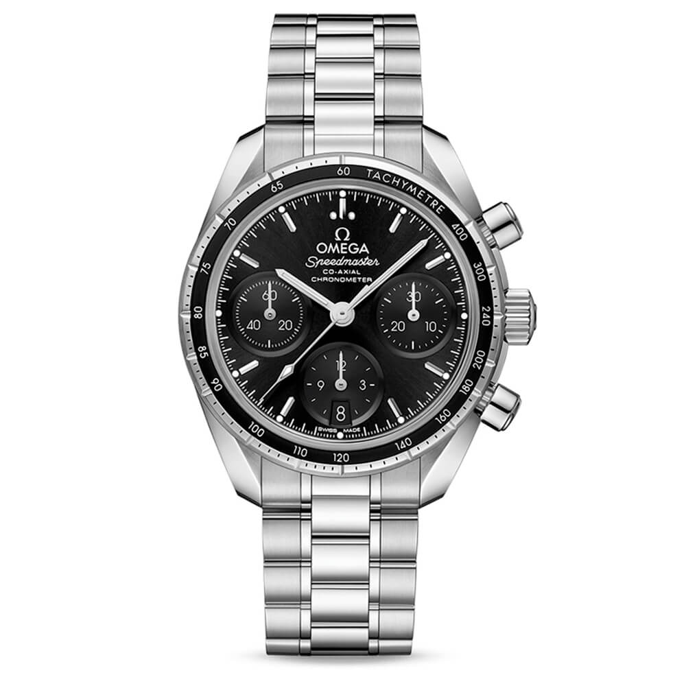 Omega Speedmaster 38mm cronógrafo esfera negra| Distribuidor