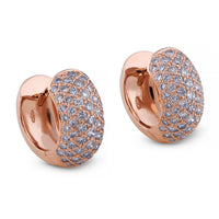 Aros pequeños de oro rosa con diamantes