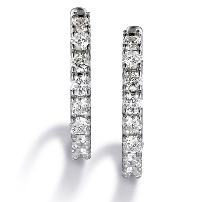 Pendientes-aros-pequeños-oro-blanco-diamantes - Ref J5056PB_Chocrón Joyeros