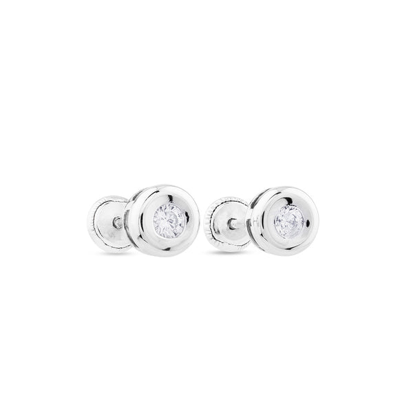 Pendientes de tuerca con diamantes en chatón 0,12 Quilates