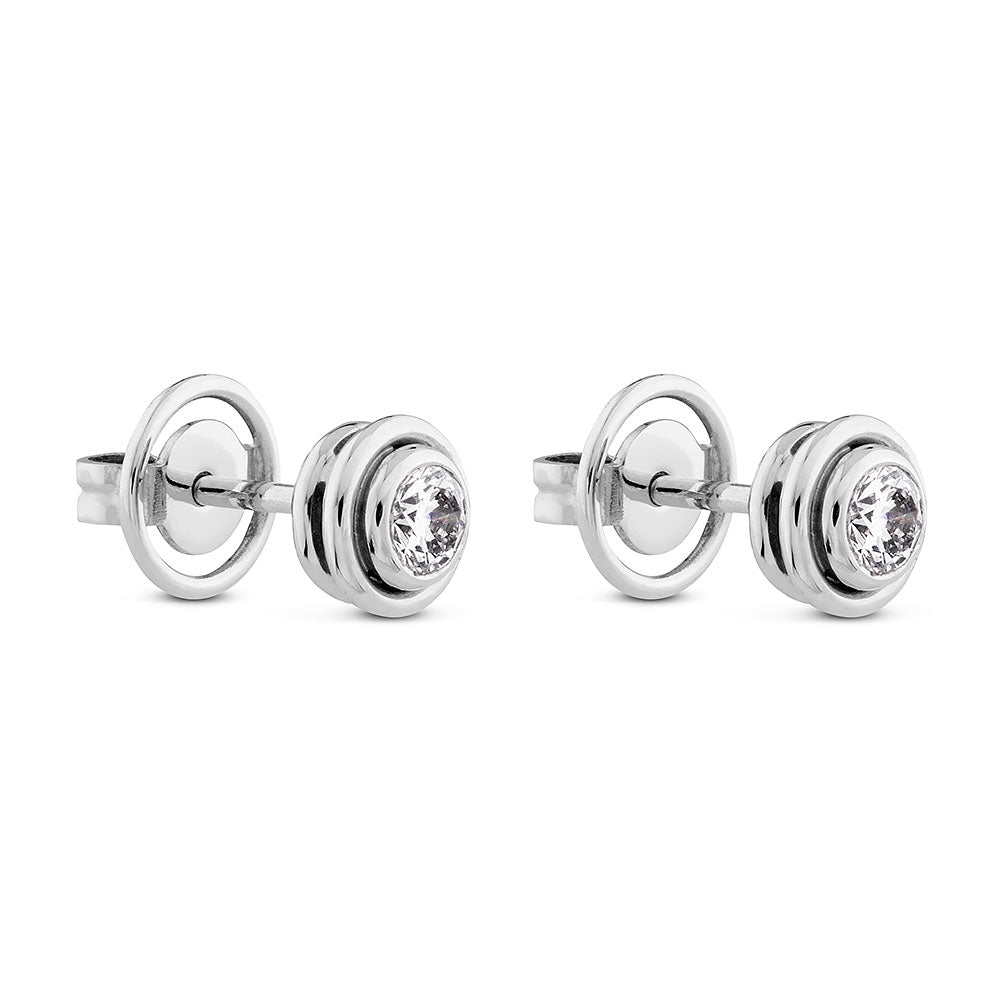 Pendientes de oro blanco en chaton de 0,43 quilates con doble orla de oro blanco