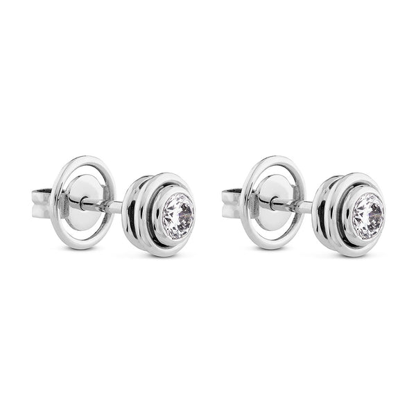 Pendientes de oro blanco en chaton de 0,43 quilates con doble orla de oro blanco
