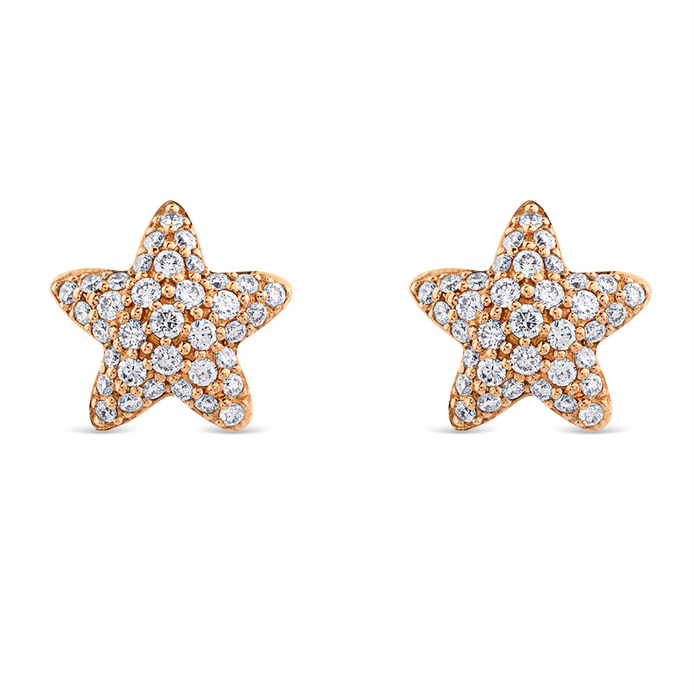 Pendientes-oro-rosa-estrellas-diamantes - Ref J3861PB