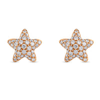 Pendientes-oro-rosa-estrellas-diamantes - Ref J3861PB