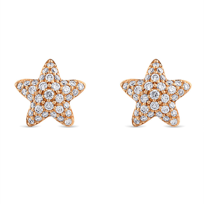 Pendientes-oro-rosa-estrellas-diamantes - Ref J3861PB