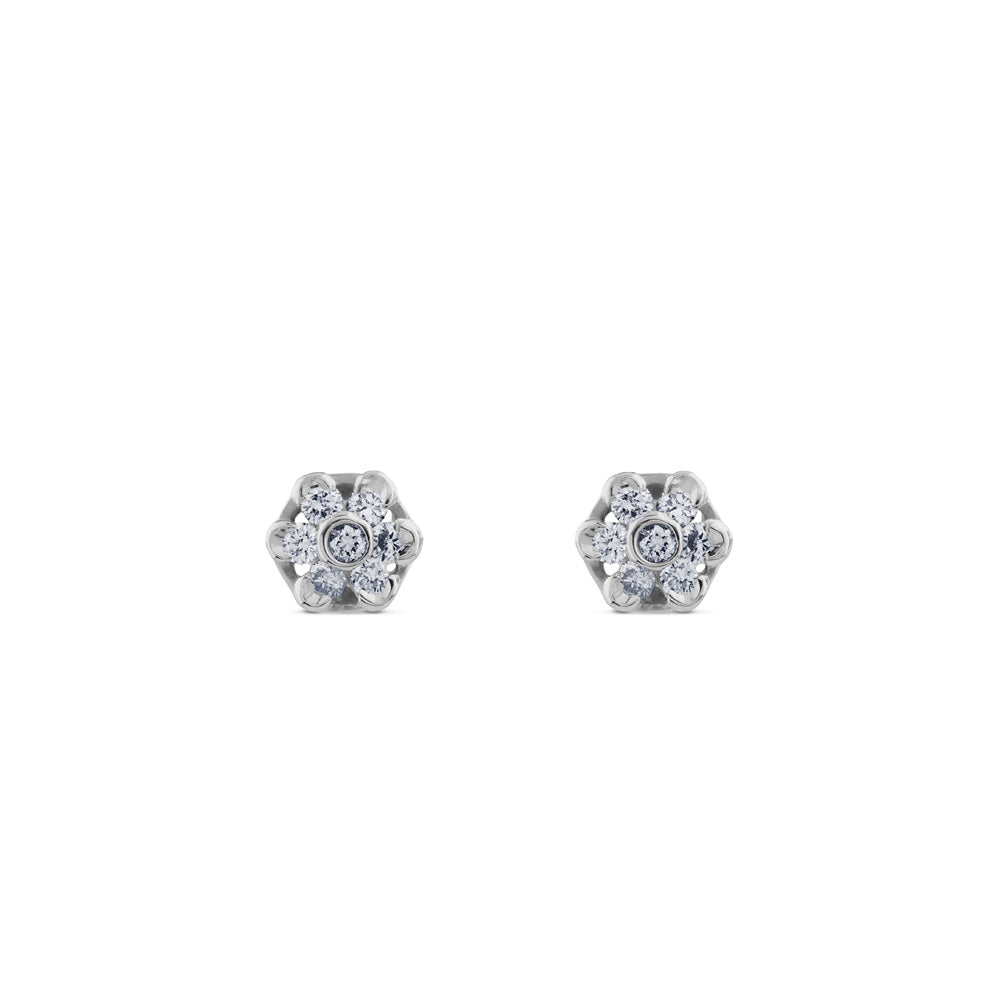 Pendientes-oro-blanco-flor-diamantes - Ref J4368TB