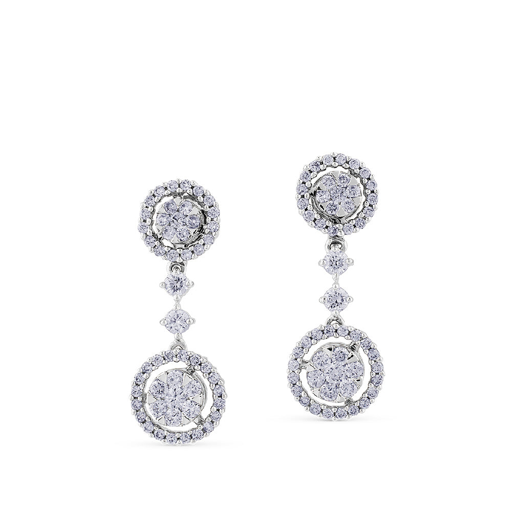 Pendientes-largos-desmontables-oro-blanco-diamantes - Ref J4576PB
