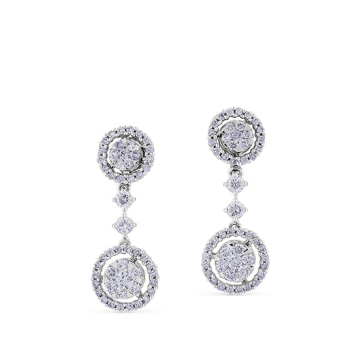 Pendientes-largos-desmontables-oro-blanco-diamantes - Ref J4576PB