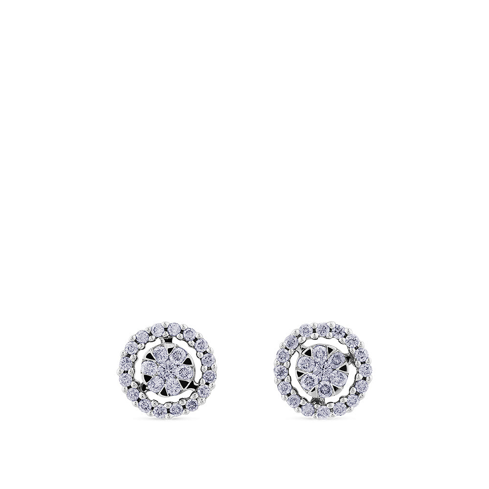 Pendientes largos desmontables de oro blanco con diamantes