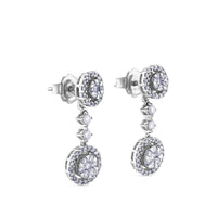 Pendientes largos desmontables de oro blanco con diamantes