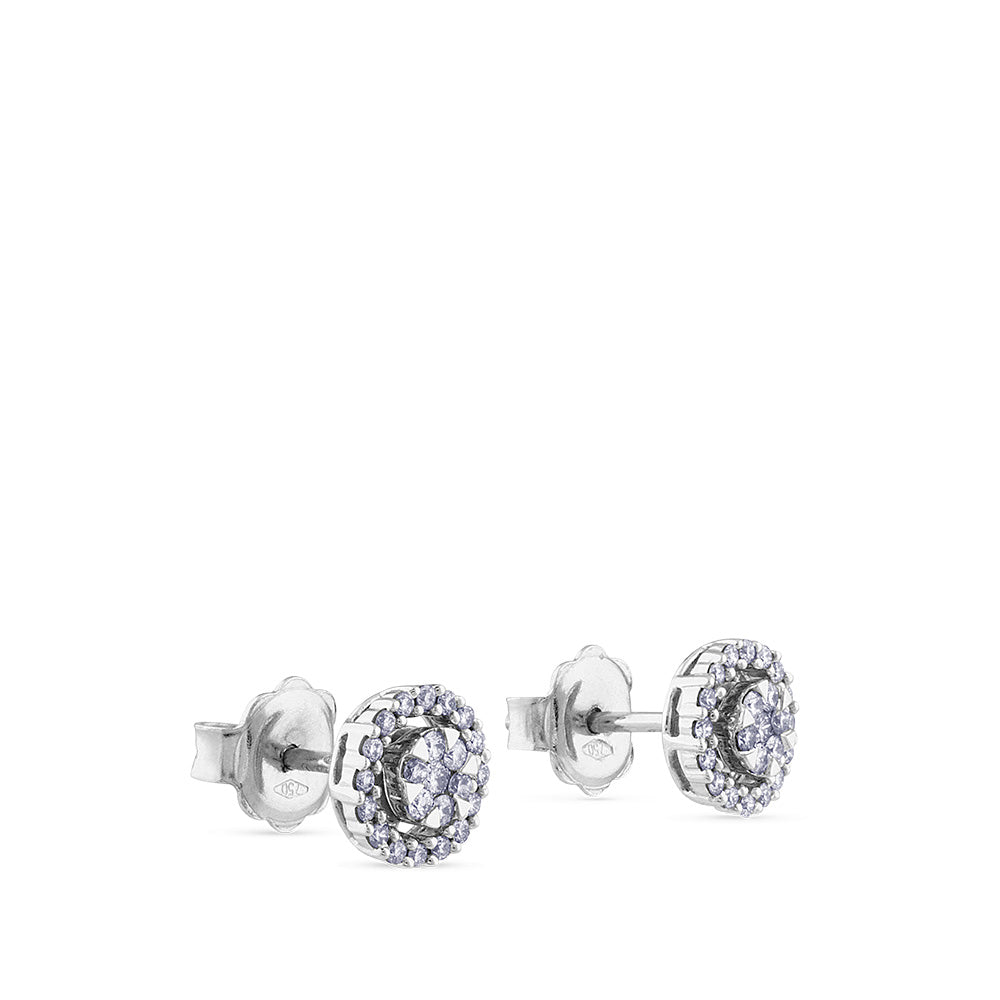 Pendientes largos desmontables de oro blanco con diamantes