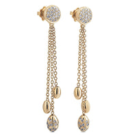 Pendientes largos de oro rosa y diamantes con cadenas en cascada
