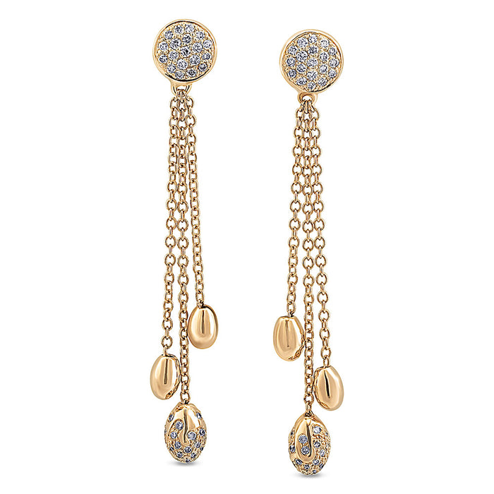 Pendientes-largos-oro-rosa-diamantes-cascada-cadenas - Ref J4193PB
