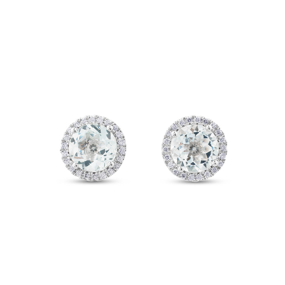 Pendientes de oro blanco con aguamarinas y orla de pavé de diamantes