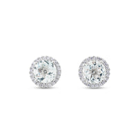 Pendientes de oro blanco con aguamarinas y orla de pavé de diamantes