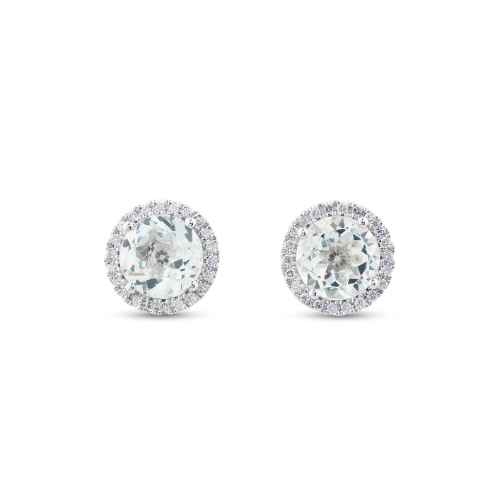 Pendientes de oro blanco con aguamarinas y orla de pavé de diamantes