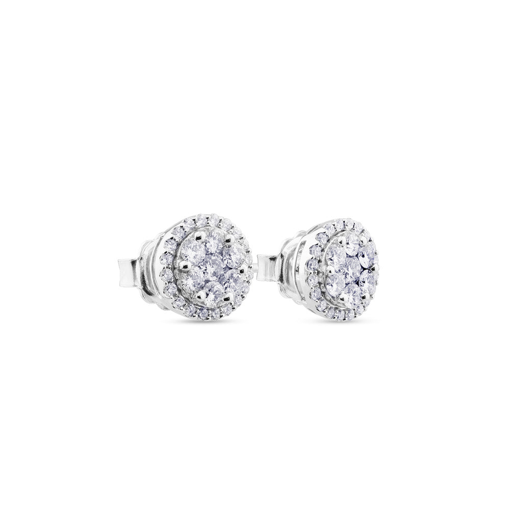 Pendientes de oro blanco desmontables con orla de pavé de diamantes de 1,14 quilates