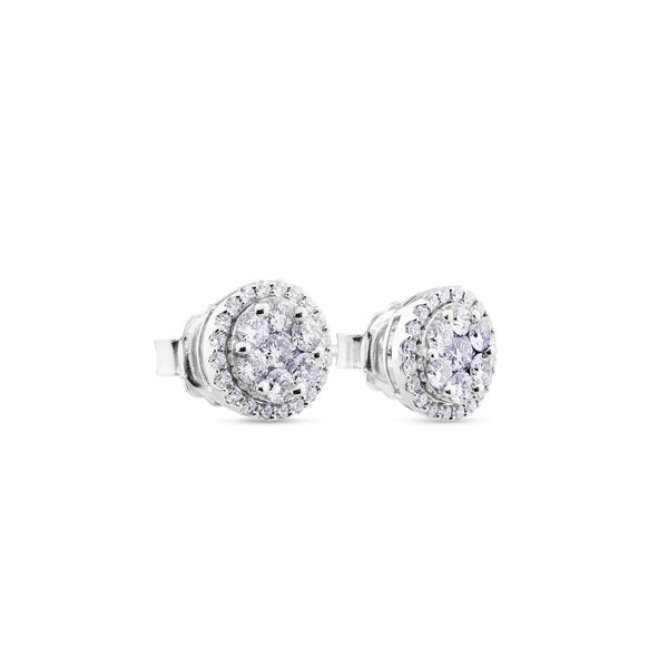 Pendientes de oro blanco desmontables con orla de pavé de diamantes de 1,14 quilates