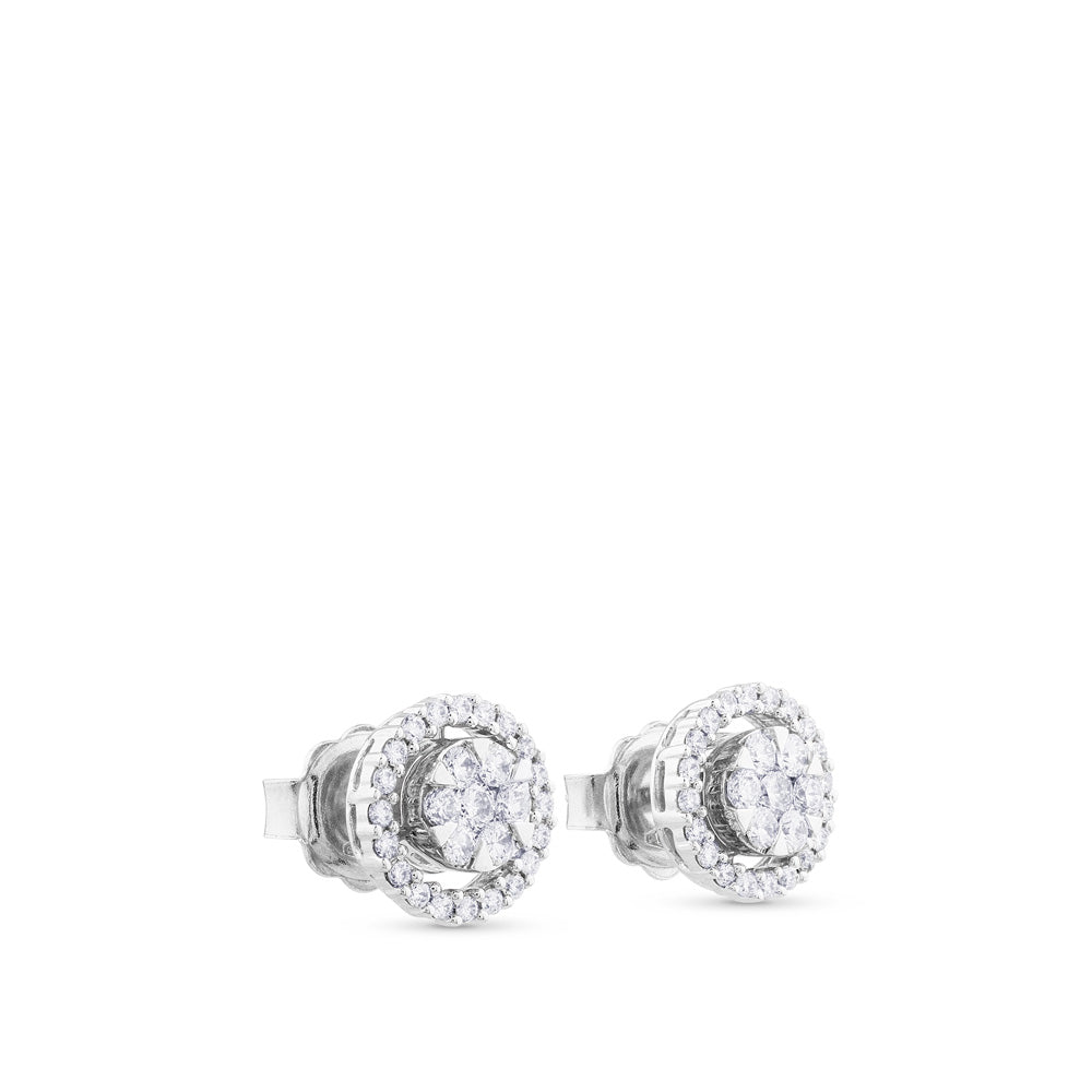 Pendientes largos de oro blanco desmontables con lágrima de pavé de diamantes