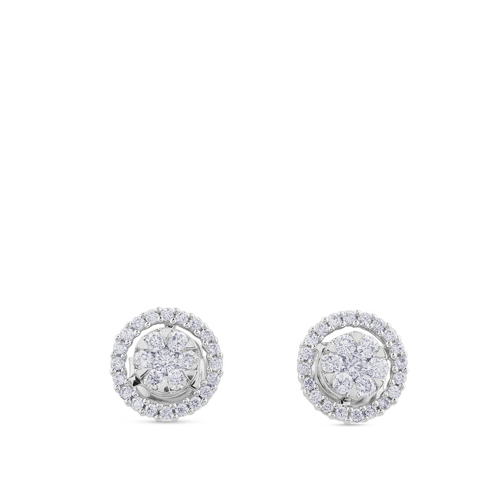 Pendientes largos de oro blanco desmontables con lágrima de pavé de diamantes