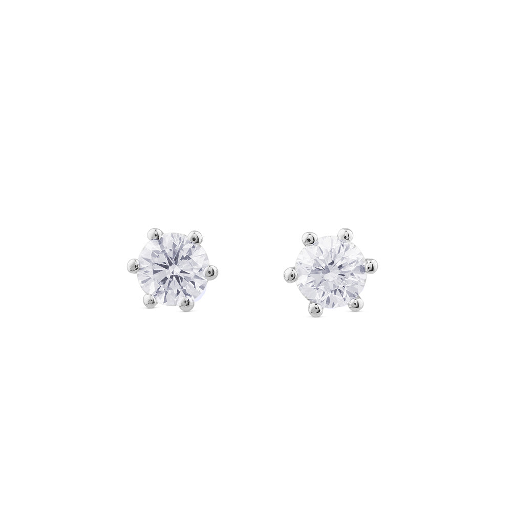 Pendientes de diamantes en oro blanco con 6 garras de 1,85 quilates