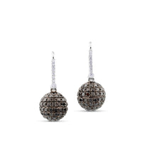 Pendientes GeometriCh de oro blanco con diamantes y bolas de diamantes negros