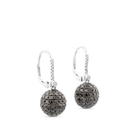 Pendientes GeometriCh de oro blanco con diamantes y bolas de diamantes negros