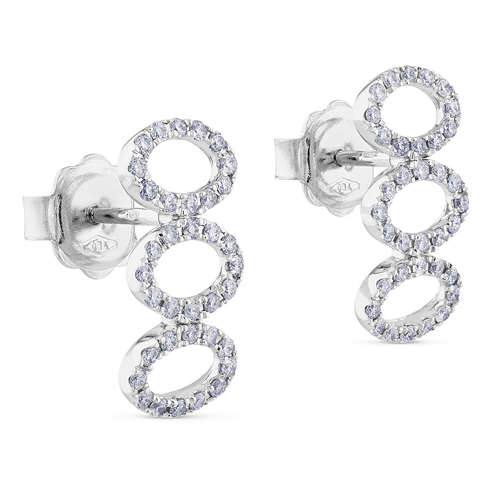 Pendientes GeometriCh de oro blanco con 3 ovales verticales de diamantes
