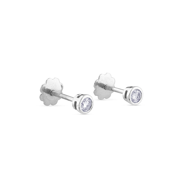 Pendientes de oro blanco con diamantes en chatón 0,20 quilates