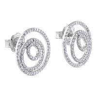 Pendientes  GeometriCh de oro blanco con círculos de pavé de diamantes