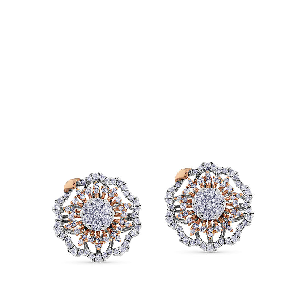Pendientes-Soleil-oro-blanco-rosa-diamantes - Ref J4609TB