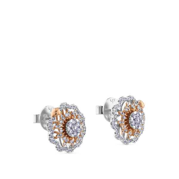Pendientes "Soleil" de oro blanco y oro rosa con diamantes