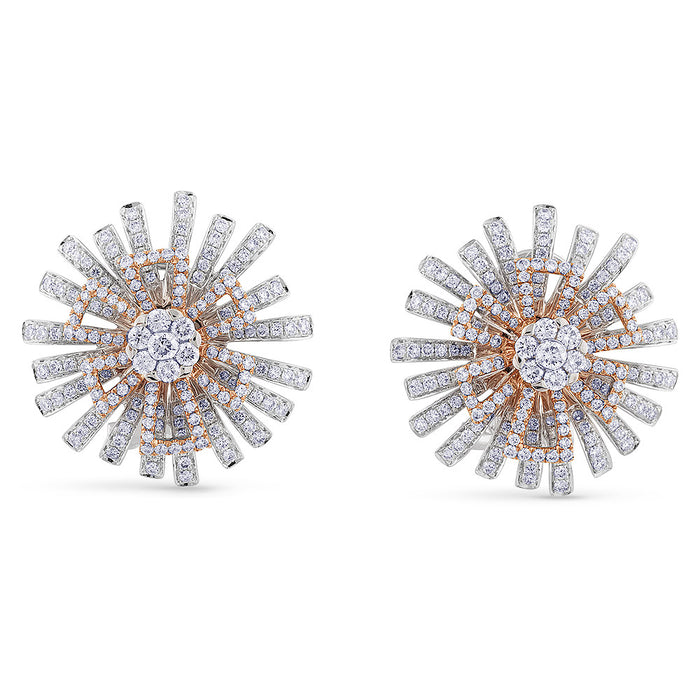Pendientes-copo-de-nieve-oro-blanco-rosa-diamantes - Ref J4614TB