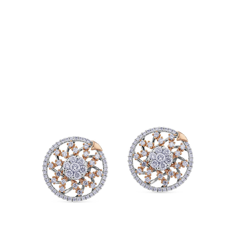 Pendientes-oro-blanco-rosa-diamantes - Ref J4625TB