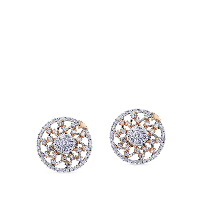 Pendientes-oro-blanco-rosa-diamantes - Ref J4625TB