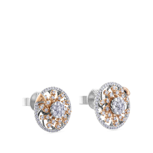 Pendientes "Galaxy" de oro blanco y oro rosa con diamantes