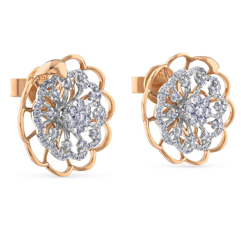 Pendientes "Soleil" de oro rosa y oro blanco con diamantes