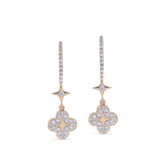 Pendientes-pensamiento-oro-rosa-diamantes - Ref J4599PB