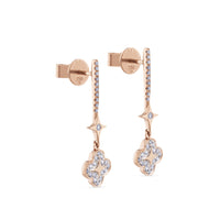 Pendientes largos "Pensamiento" de oro rosa con diamantes