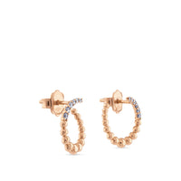 Pendientes  GeometriCh de oro rosa semicírculo en bolitas con diamantes