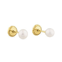 Pendientes de perlas en oro amarillo 4 mm