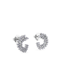Pendientes de oro blanco en rama circular con diamantes