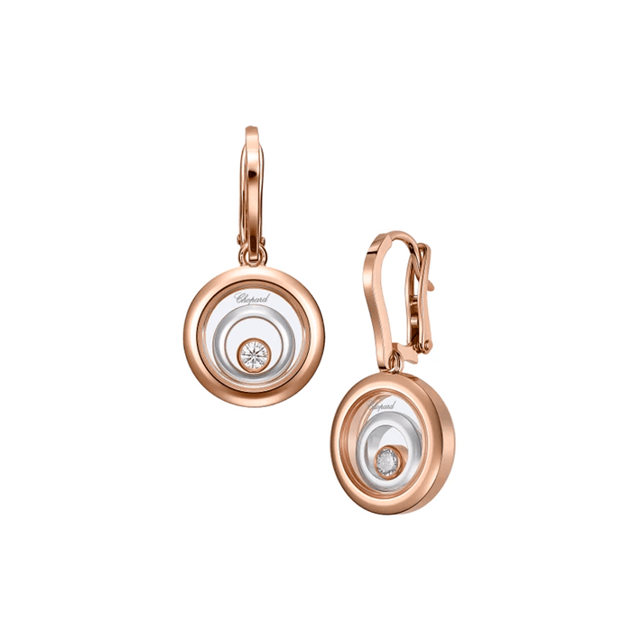 Pendientes Chopard Happy Spirit en oro rosa y balnco y un diamantes_838230-9001_Chocrón Joyeros