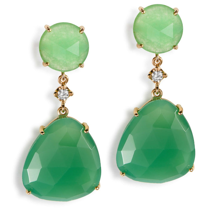pendientes-lollipop-oro-rosa-cuarzo-verde-diamante - Ref J5279pb Chocrón Joyeros